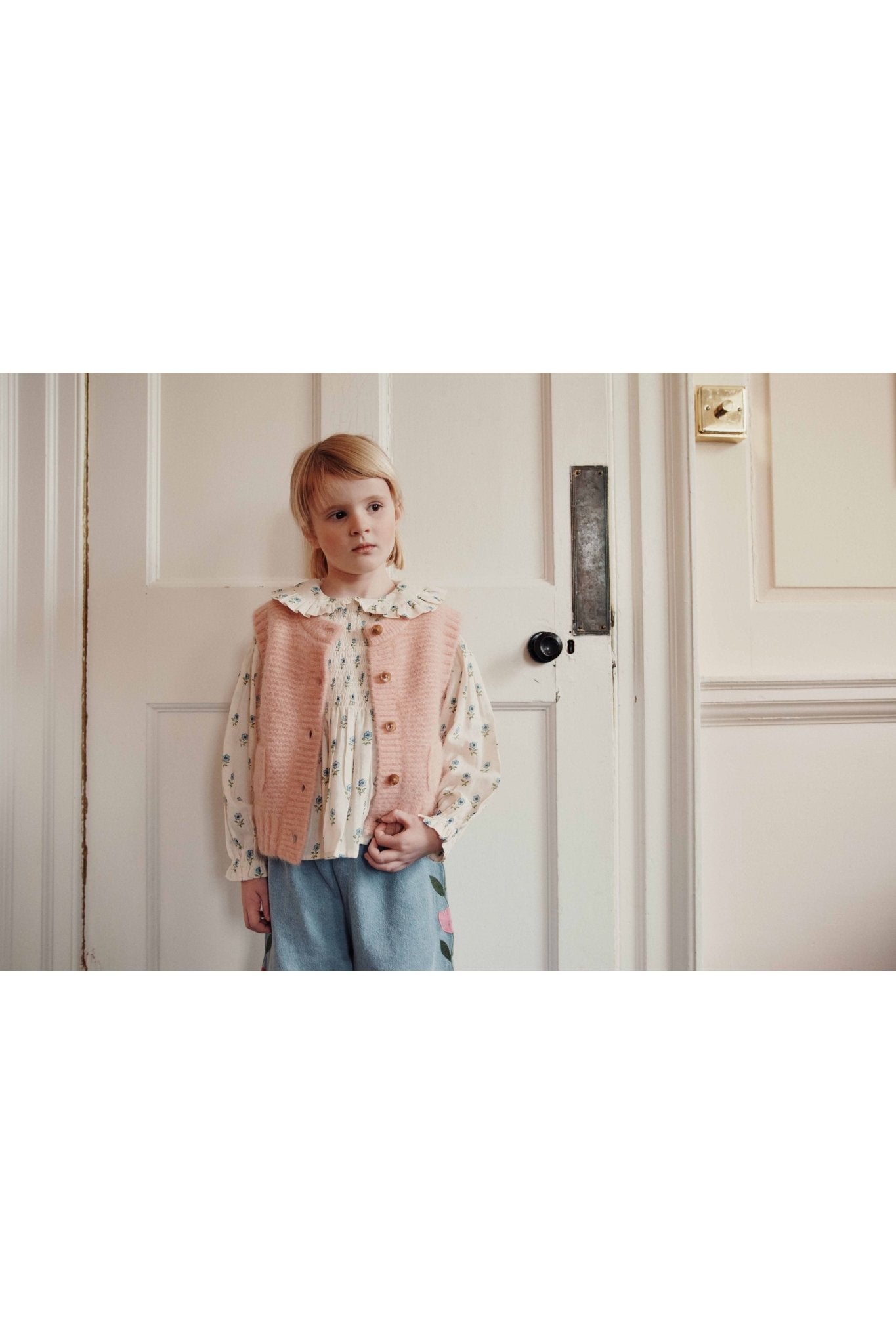 Cardigan sans manches - Rose pastel van Emile et Ida | Kids Conceptstore Le Fanfare