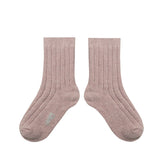 Chamois - Chaussettes a cotes cachemire et laine Merinos - Vieux Rose van Collegien | Kids Conceptstore Le Fanfare