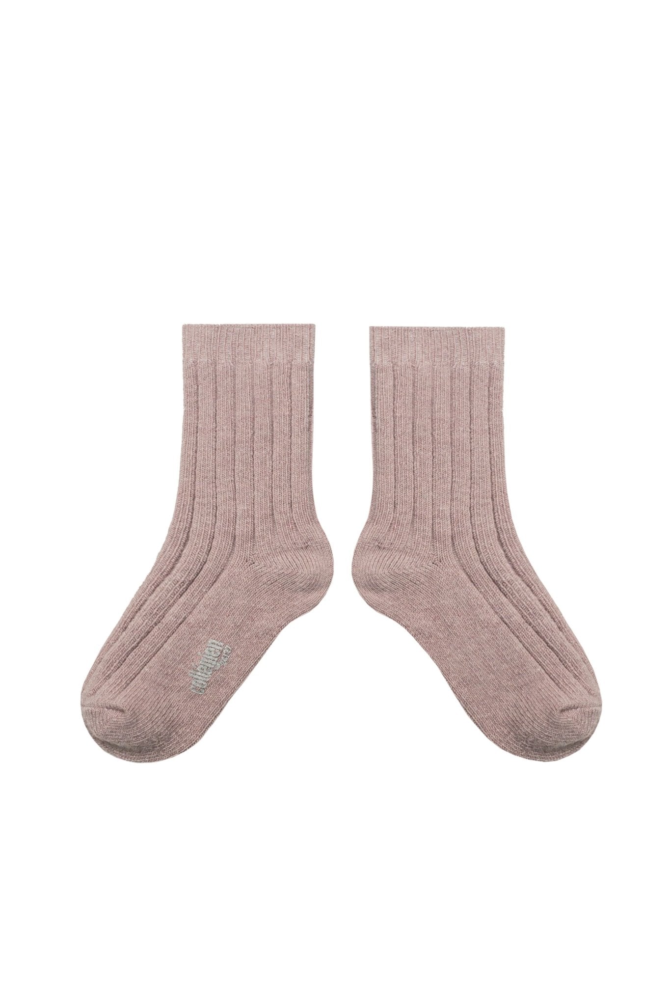 Chamois - Chaussettes a cotes cachemire et laine Merinos - Vieux Rose van Collegien | Kids Conceptstore Le Fanfare