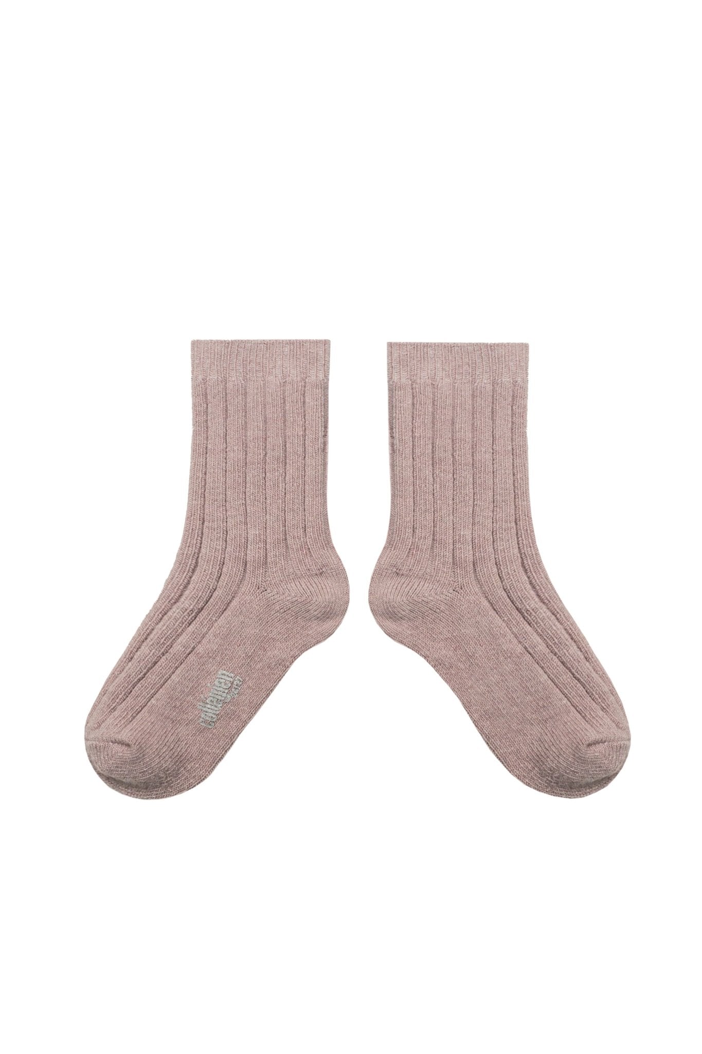 Chamois - Chaussettes a cotes cachemire et laine Merinos - Vieux Rose van Collegien | Kids Conceptstore Le Fanfare