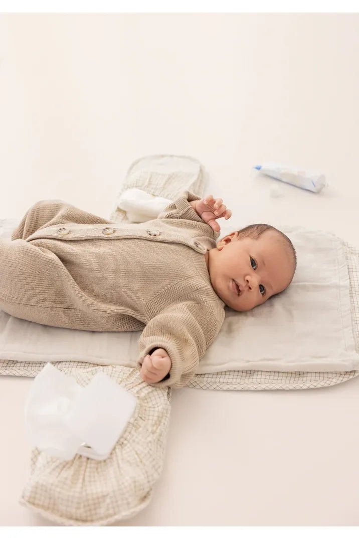 Changing Mat Deep Lake Check Seersucker Home van MarMar Copenhagen | Kids Conceptstore Le Fanfare