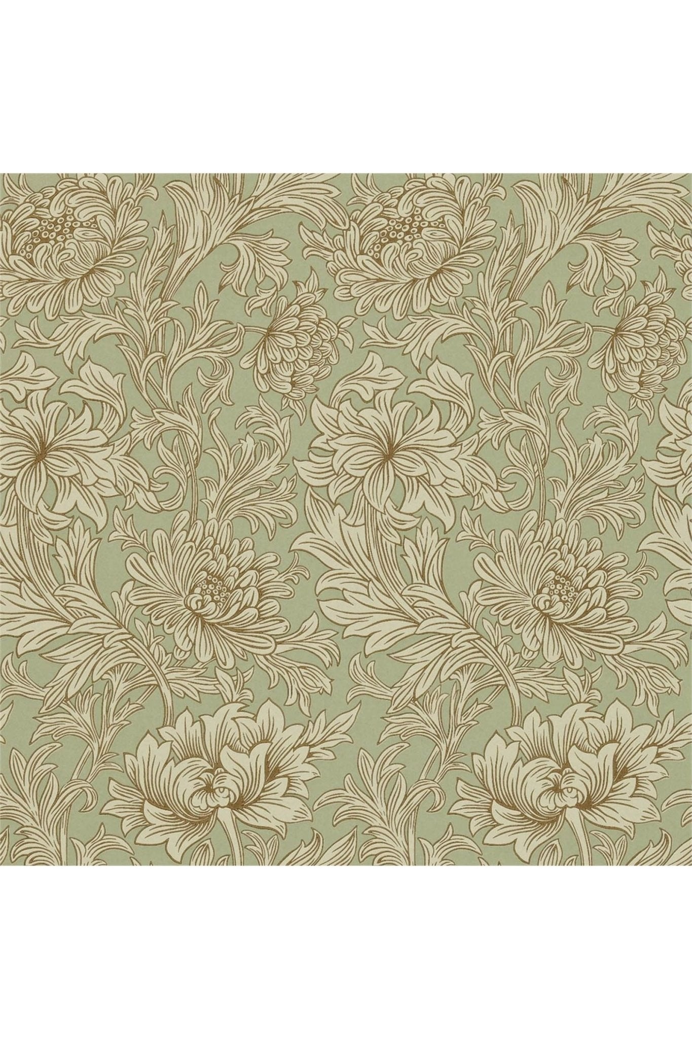 Chrysanthemum Toile Wallpaper - Eggshell/Gold van Morris & Co | Kids Conceptstore Le Fanfare
