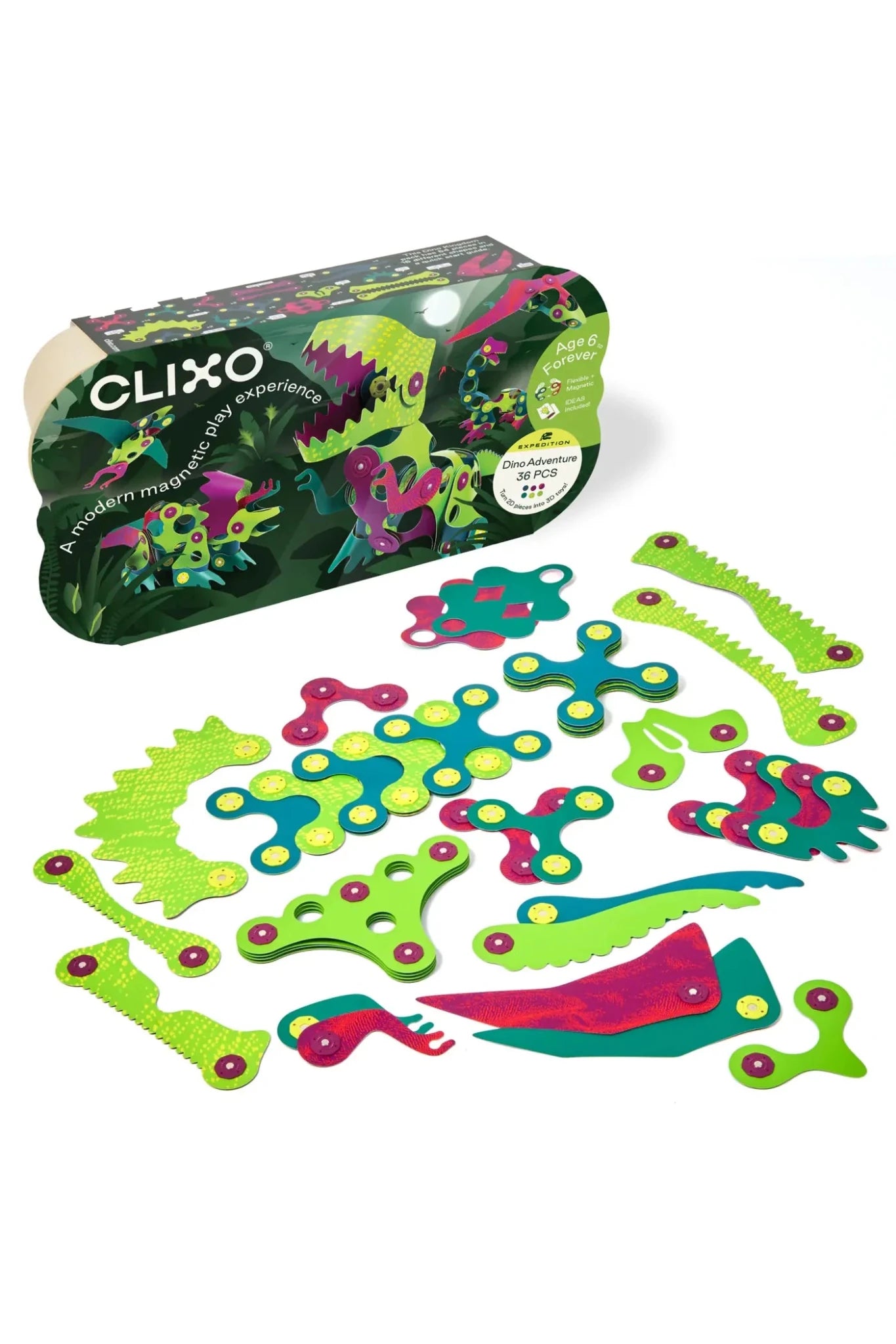 Clixo | Dino Adventure Pack (36 pcs) van Clixo | Kids Conceptstore Le Fanfare