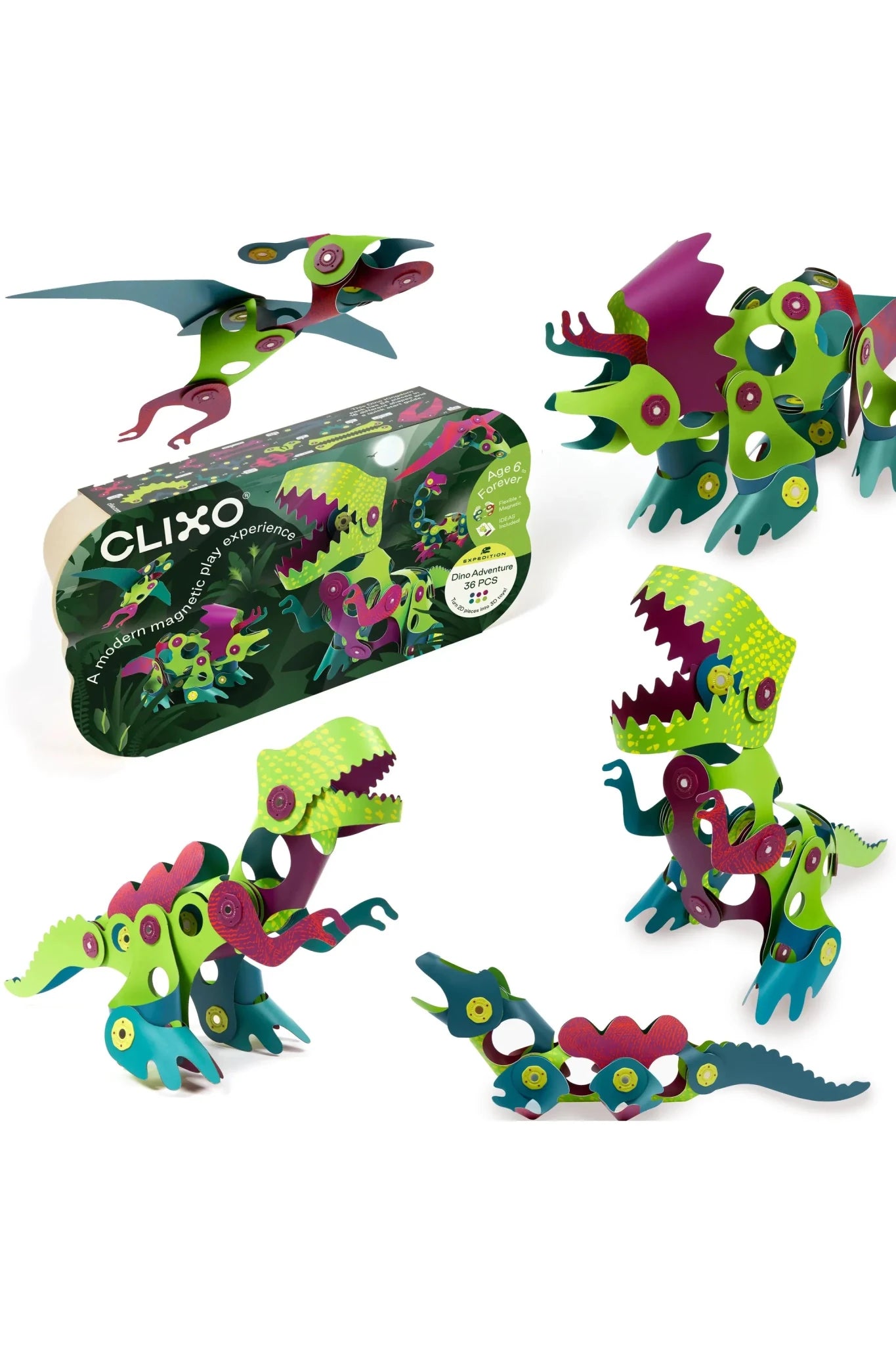 Clixo | Dino Adventure Pack (36 pcs) van Clixo | Kids Conceptstore Le Fanfare