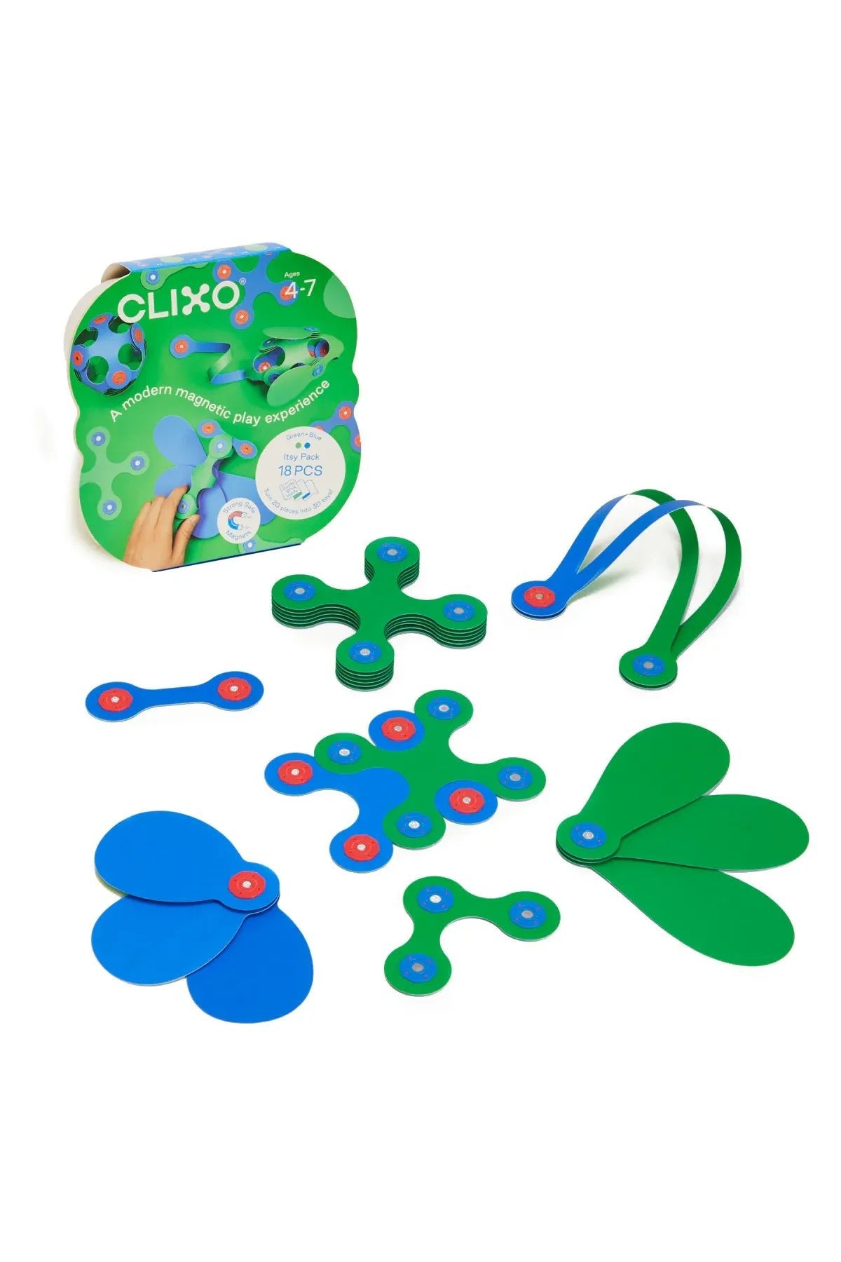 Clixo | Itsy Pack - Green/Blue (18 pcs) van Clixo | Kids Conceptstore Le Fanfare