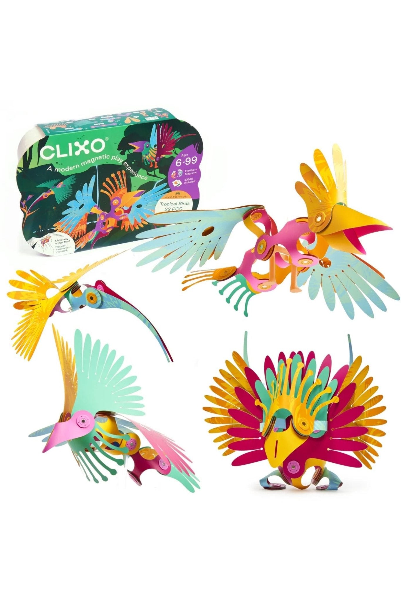 Clixo | Tropical Birds (24 pcs) van Clixo | Kids Conceptstore Le Fanfare