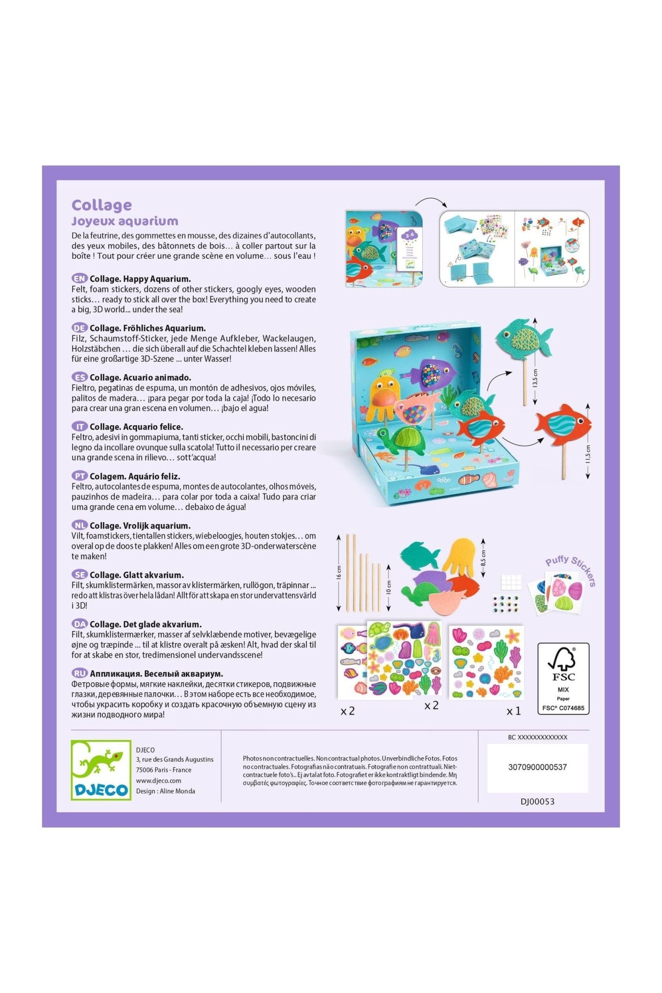 Collageknutsels - Vrolijk aquarium van Djeco | Kids Conceptstore Le Fanfare