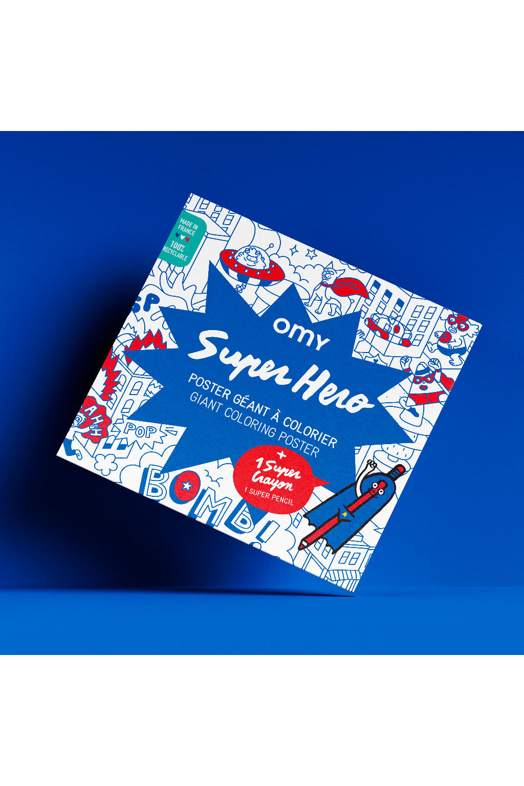COLORING POSTER - SUPER HERO + PENCIL van OMY | Kids Conceptstore Le Fanfare