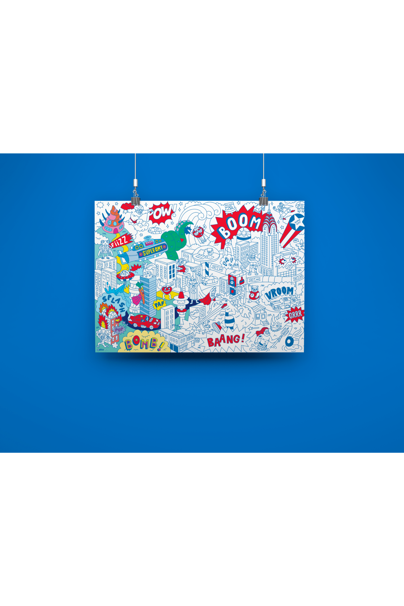 COLORING POSTER - SUPER HERO + PENCIL van OMY | Kids Conceptstore Le Fanfare