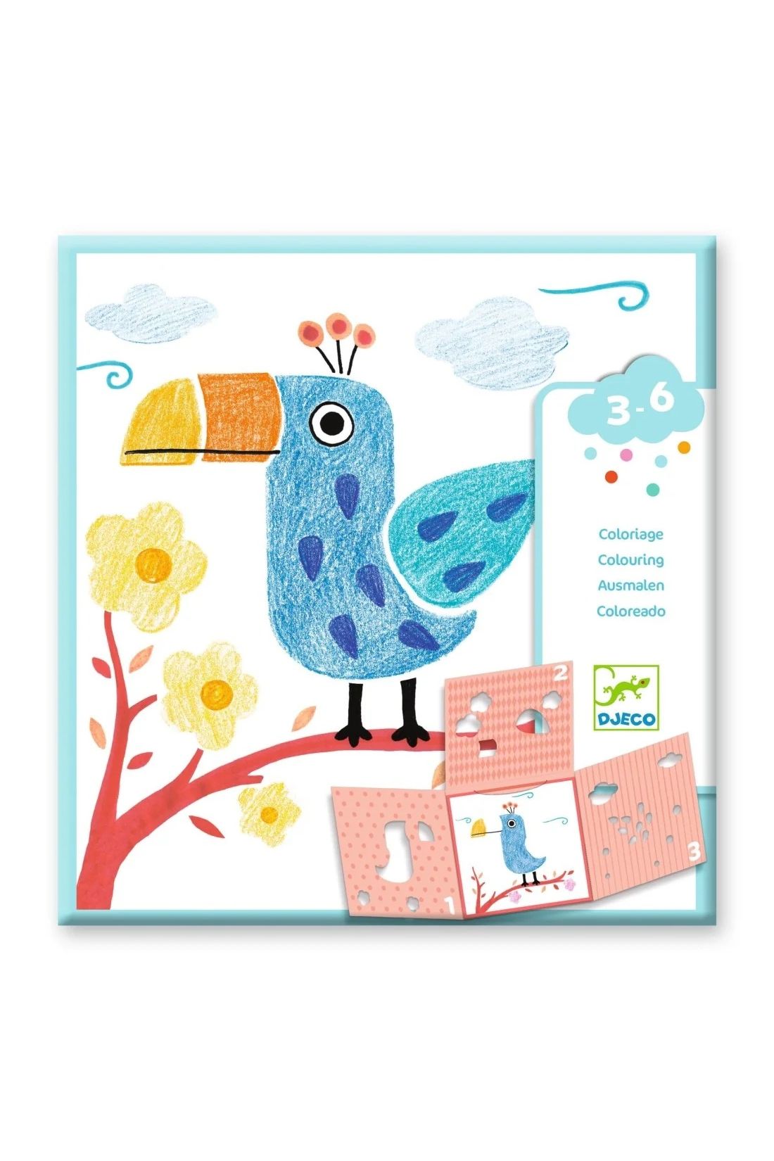 Colouring - 3 stencils, 1 image van Djeco | Kids Conceptstore Le Fanfare
