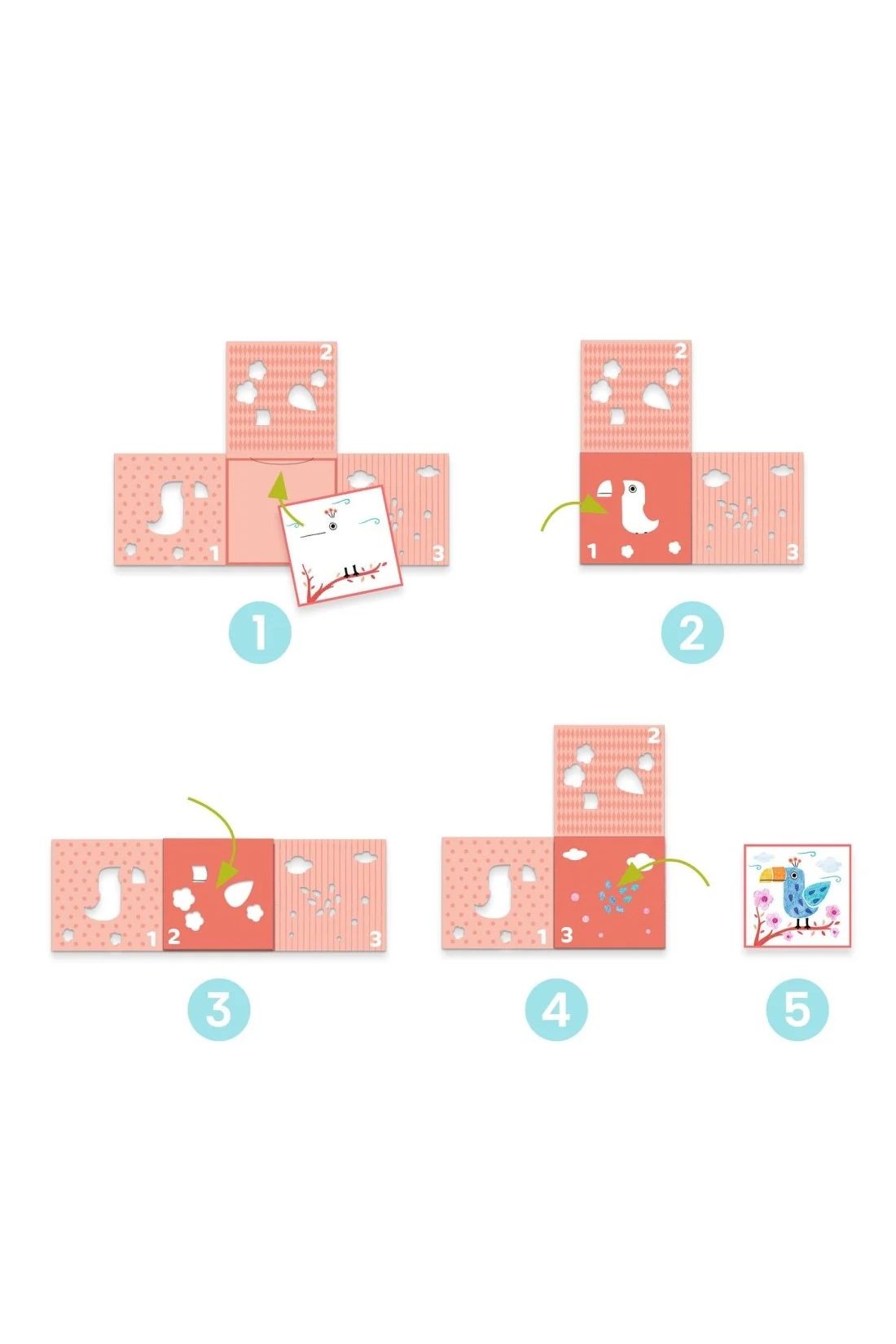 Colouring - 3 stencils, 1 image van Djeco | Kids Conceptstore Le Fanfare