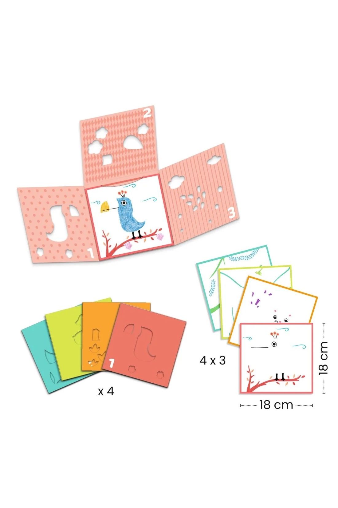 Colouring - 3 stencils, 1 image van Djeco | Kids Conceptstore Le Fanfare