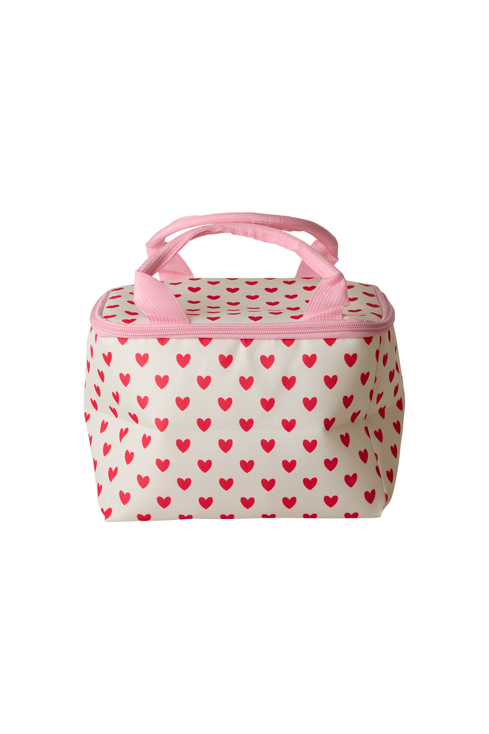 Cooler Bag with Red Hearts Print in Cream van Rice | Kids Conceptstore Le Fanfare