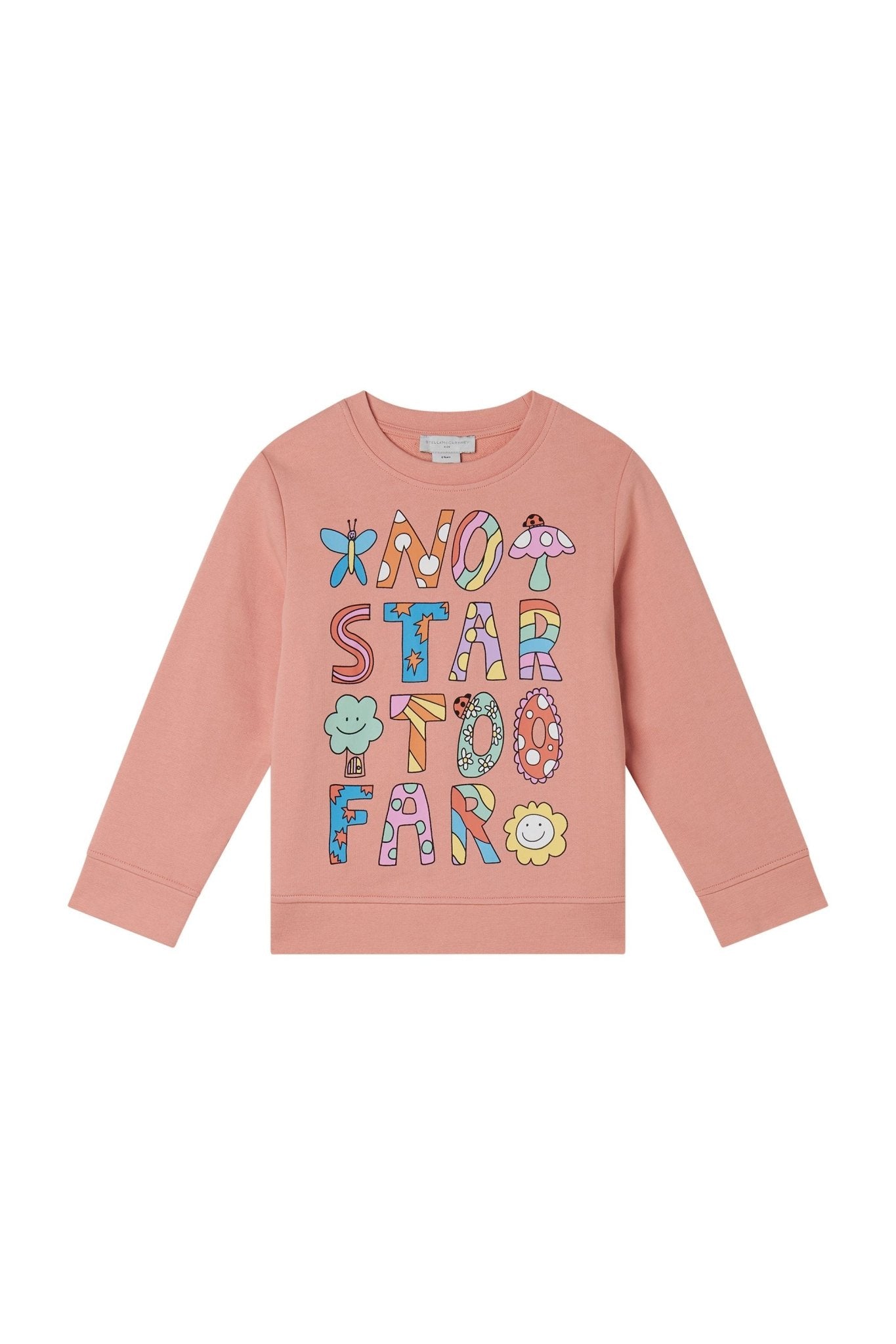 Cotton Fleece Sweatshirt With No Star Too Far Print - Rosa van Stella McCartney | Kids Conceptstore Le Fanfare