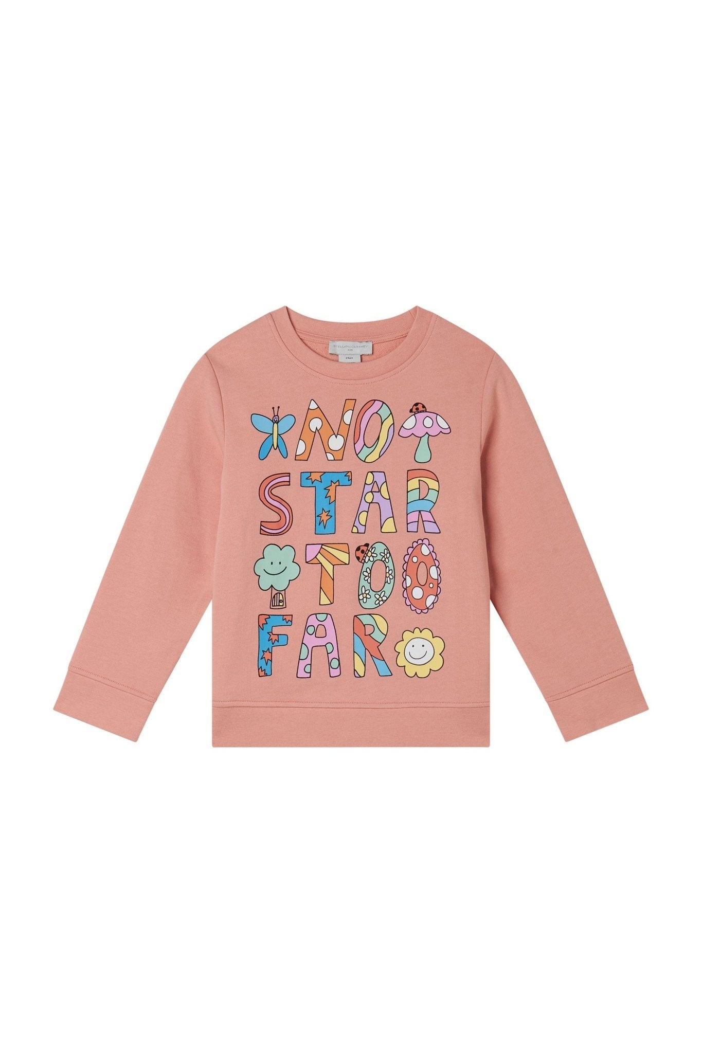 Cotton Fleece Sweatshirt With No Star Too Far Print - Rosa van Stella McCartney | Kids Conceptstore Le Fanfare