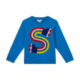 Cotton Fleece Sweatshirt With Terry Embro Rainbow S - azure-blue van Stella McCartney | Kids Conceptstore Le Fanfare