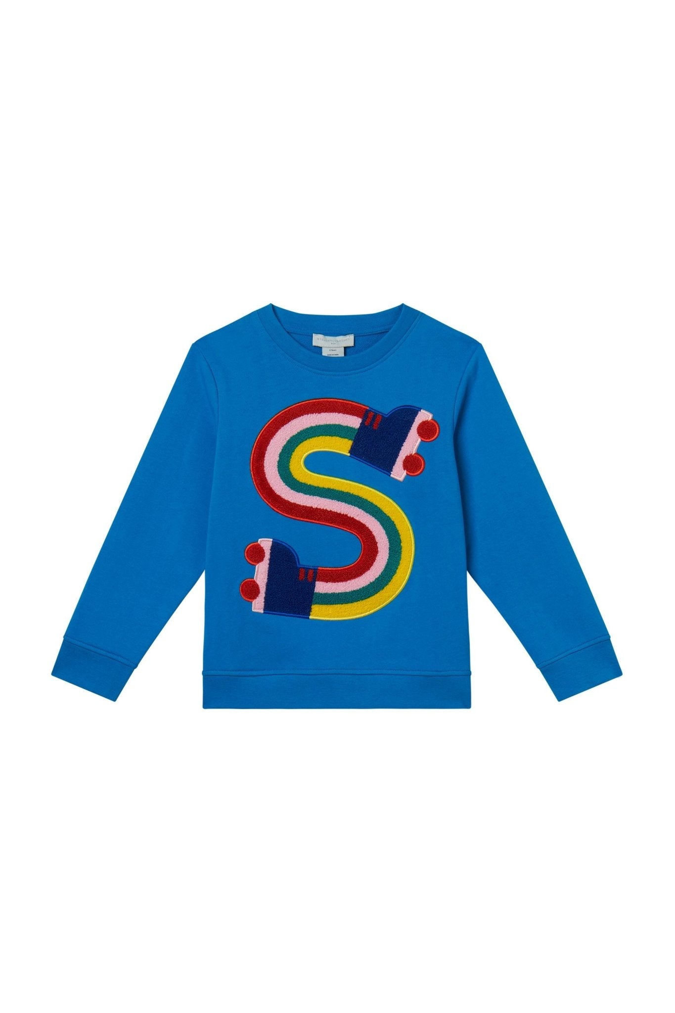 Cotton Fleece Sweatshirt With Terry Embro Rainbow S - azure-blue van Stella McCartney | Kids Conceptstore Le Fanfare