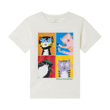 Cotton Jersey T-Shirt Girls With Four Cats Print - ivory van Stella McCartney | Kids Conceptstore Le Fanfare