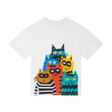 Cotton Jersey T-Shirt With Cat Crew Print - ivory van Stella McCartney | Kids Conceptstore Le Fanfare