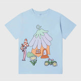 Cotton Jersey T-Shirt With Fairy House Print & Detachable Badges - light blue van Stella McCartney | Kids Conceptstore Le Fanfare
