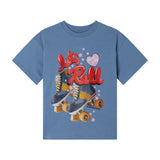 Cotton Jersey T-Shirt With Roller Print - light blue van Stella McCartney | Kids Conceptstore Le Fanfare