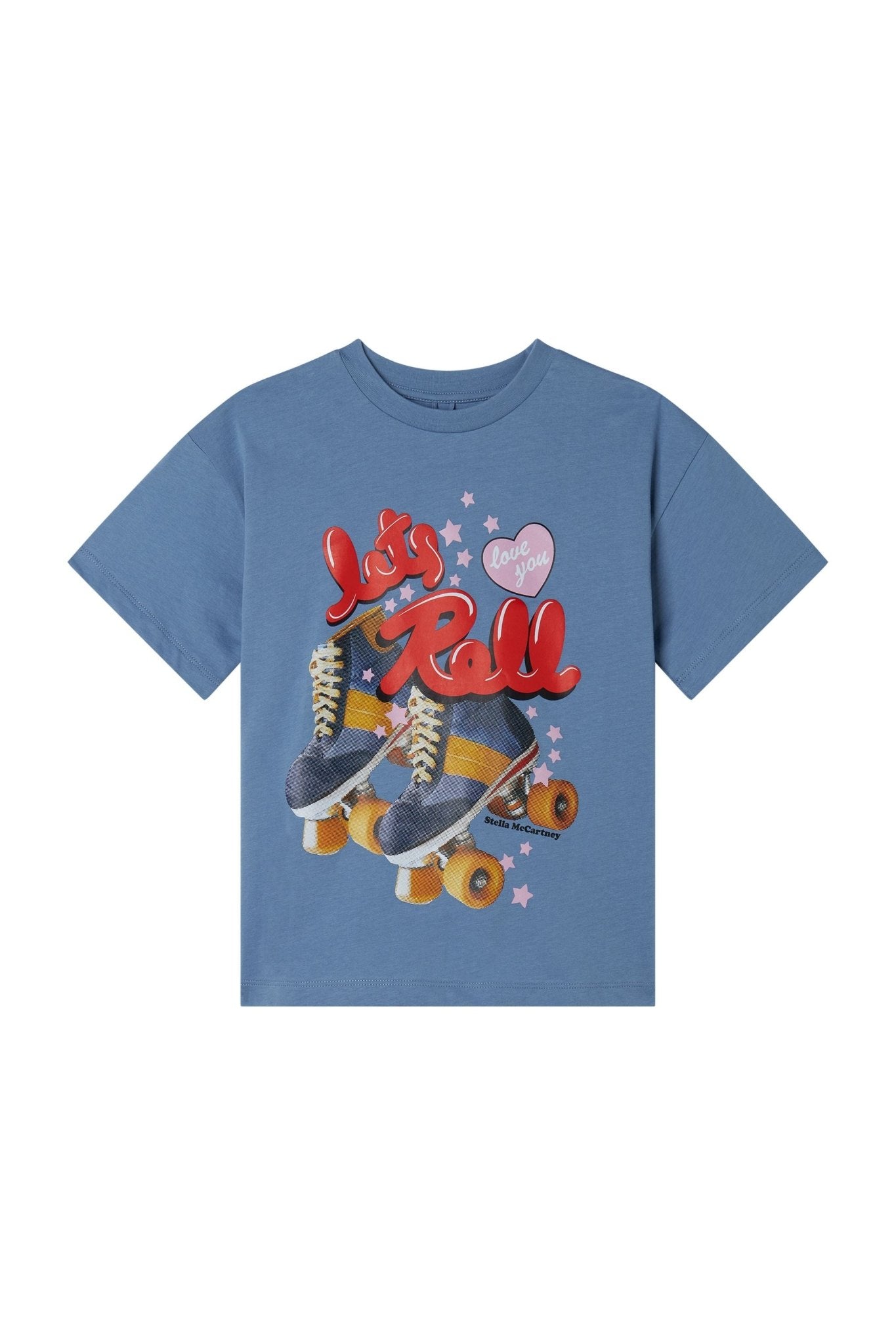 Cotton Jersey T-Shirt With Roller Print - light blue van Stella McCartney | Kids Conceptstore Le Fanfare