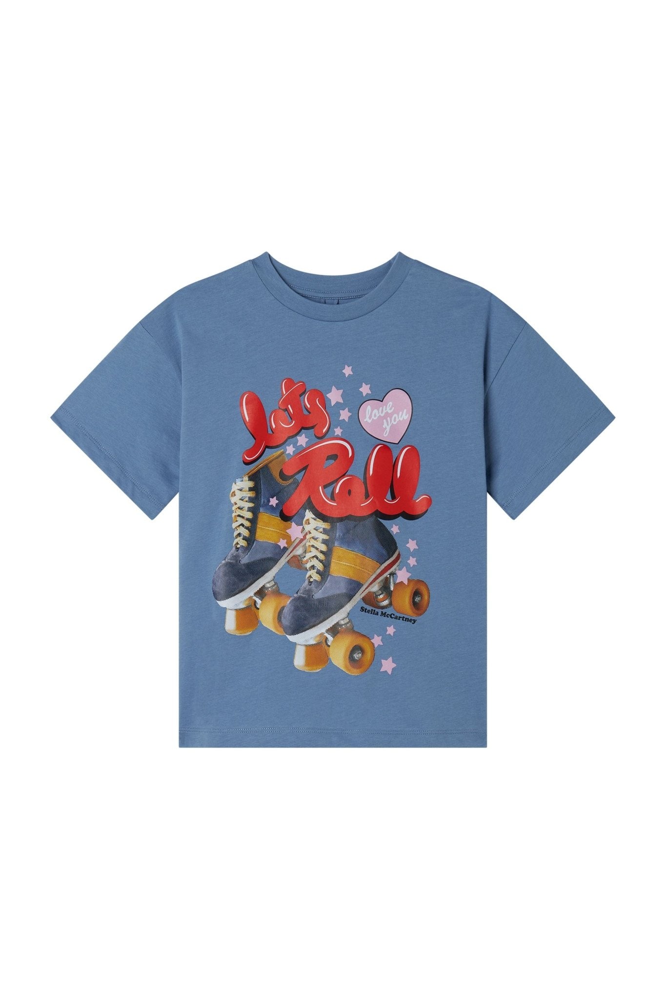 Cotton Jersey T-Shirt With Roller Print - light blue van Stella McCartney | Kids Conceptstore Le Fanfare