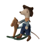 Cowboy mouse on rocking horse, Little brother van Maileg | Kids Conceptstore Le Fanfare