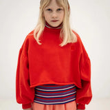 Crop heart sweater - Firecracker red van Repose AMS | Kids Conceptstore Le Fanfare