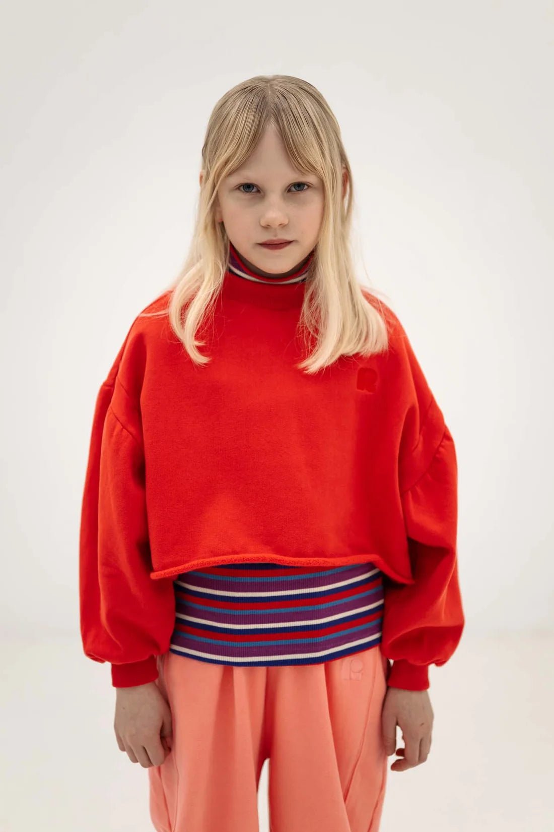 Crop heart sweater - Firecracker red van Repose AMS | Kids Conceptstore Le Fanfare