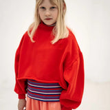 Crop heart sweater - Firecracker red van Repose AMS | Kids Conceptstore Le Fanfare