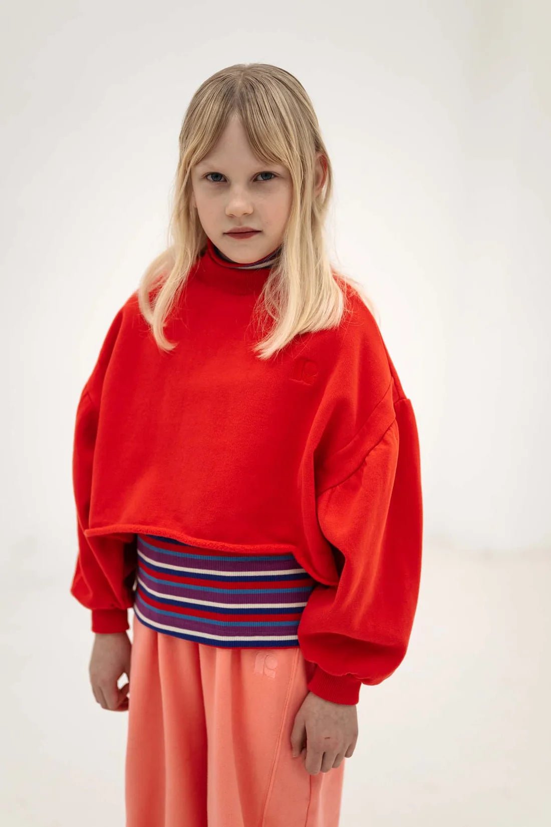 Crop heart sweater - Firecracker red van Repose AMS | Kids Conceptstore Le Fanfare