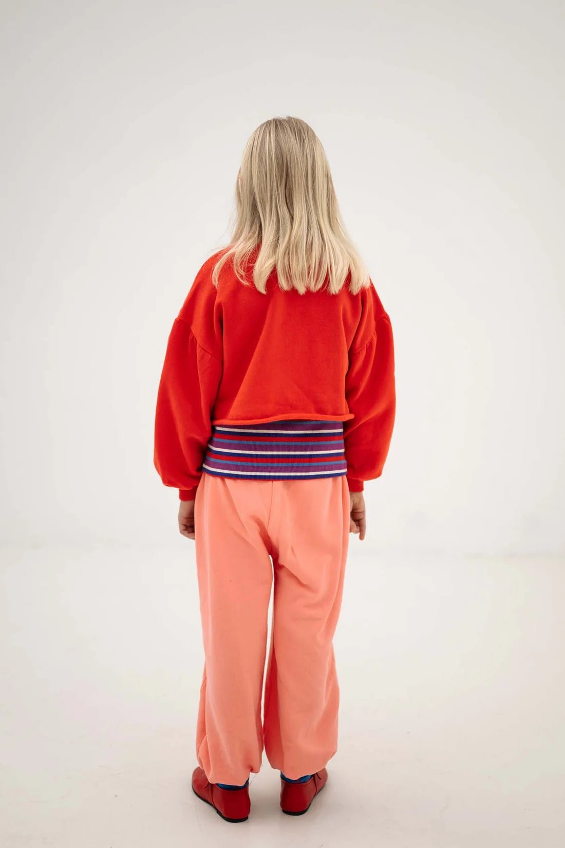 Crop heart sweater - Firecracker red van Repose AMS | Kids Conceptstore Le Fanfare