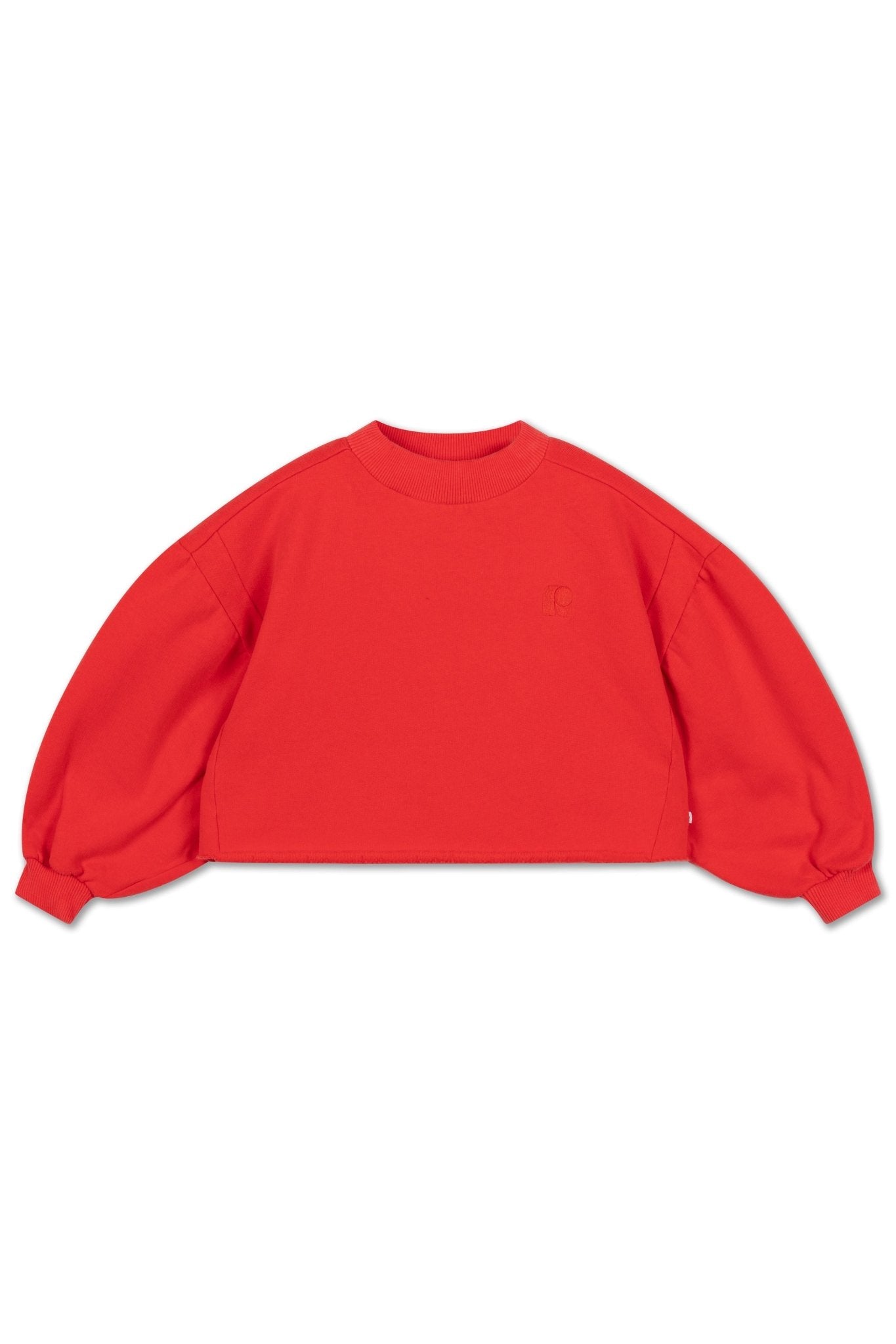 Crop heart sweater - Firecracker red van Repose AMS | Kids Conceptstore Le Fanfare