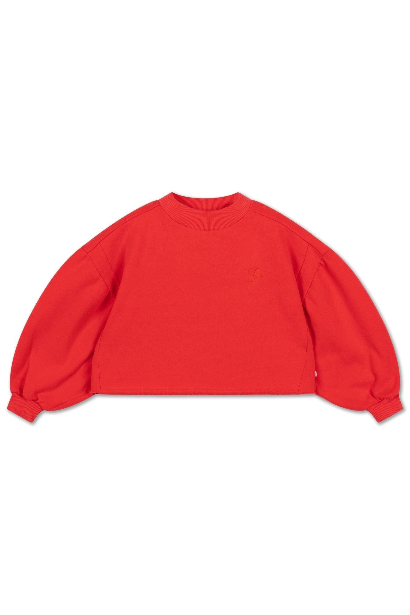 Crop heart sweater - Firecracker red van Repose AMS | Kids Conceptstore Le Fanfare