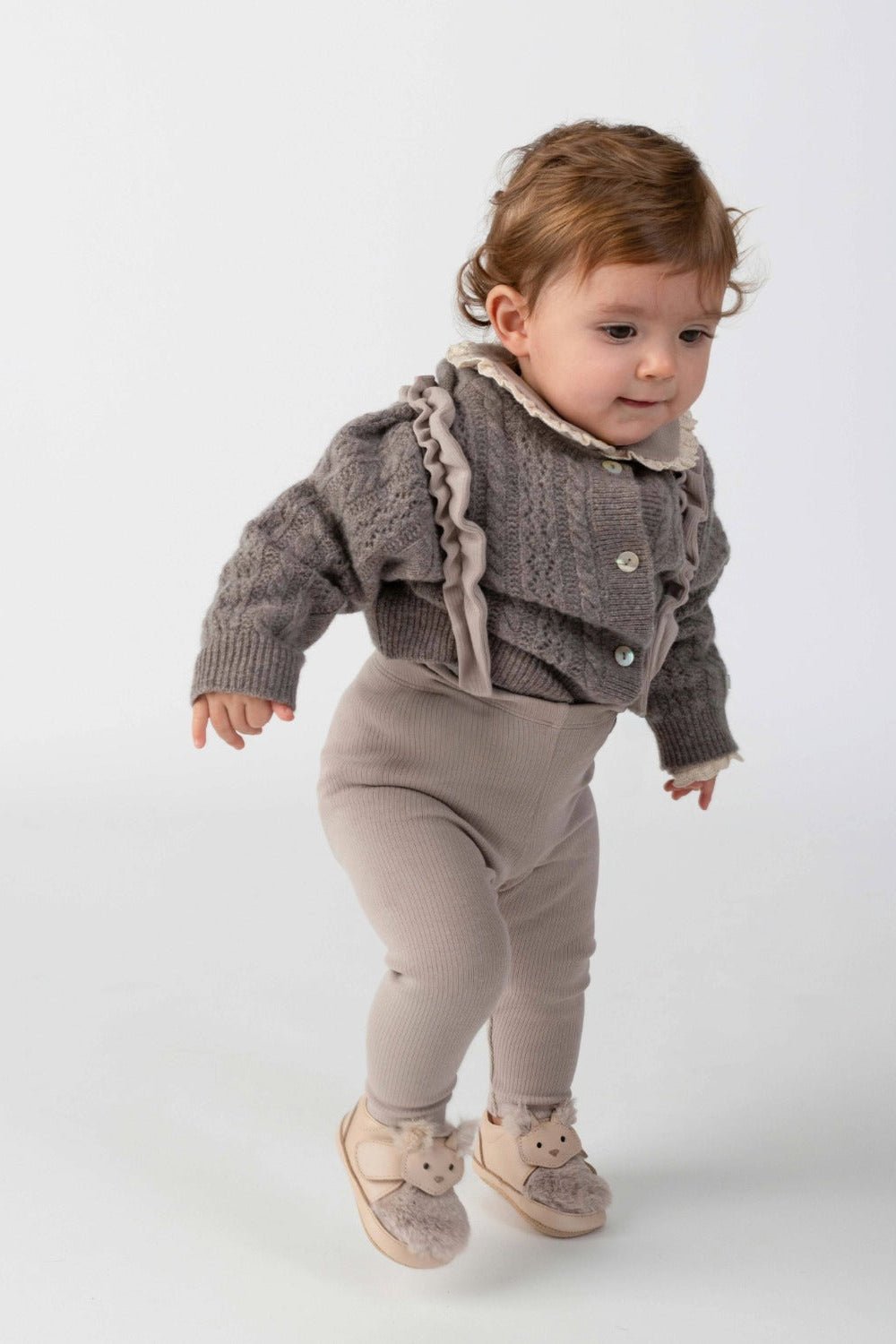 Danik Merino Wool Cardigan - Dark Taupe Melange van Donsje Amsterdam | Kids Conceptstore Le Fanfare