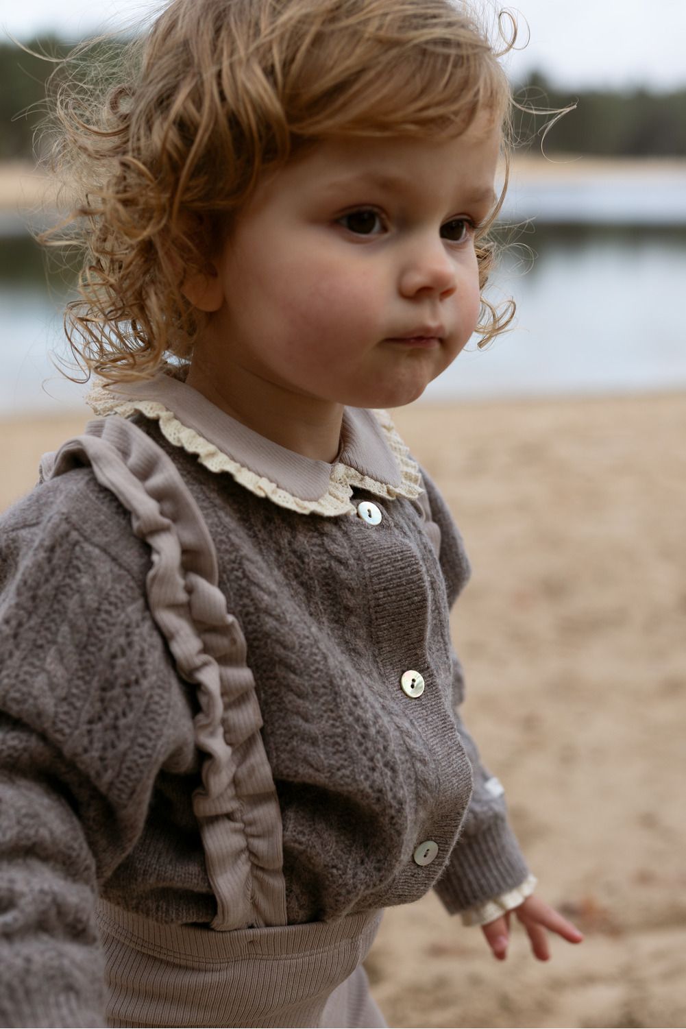 Danik Merino Wool Cardigan - Dark Taupe Melange van Donsje Amsterdam | Kids Conceptstore Le Fanfare
