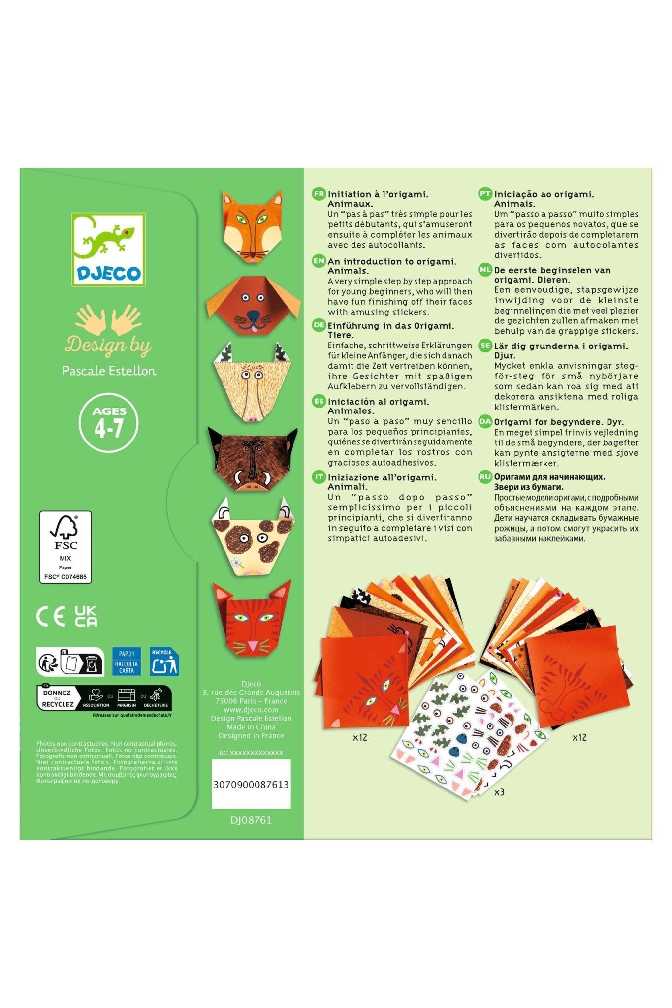 De eerste beginselen van origami. Dieren. van Djeco | Kids Conceptstore Le Fanfare