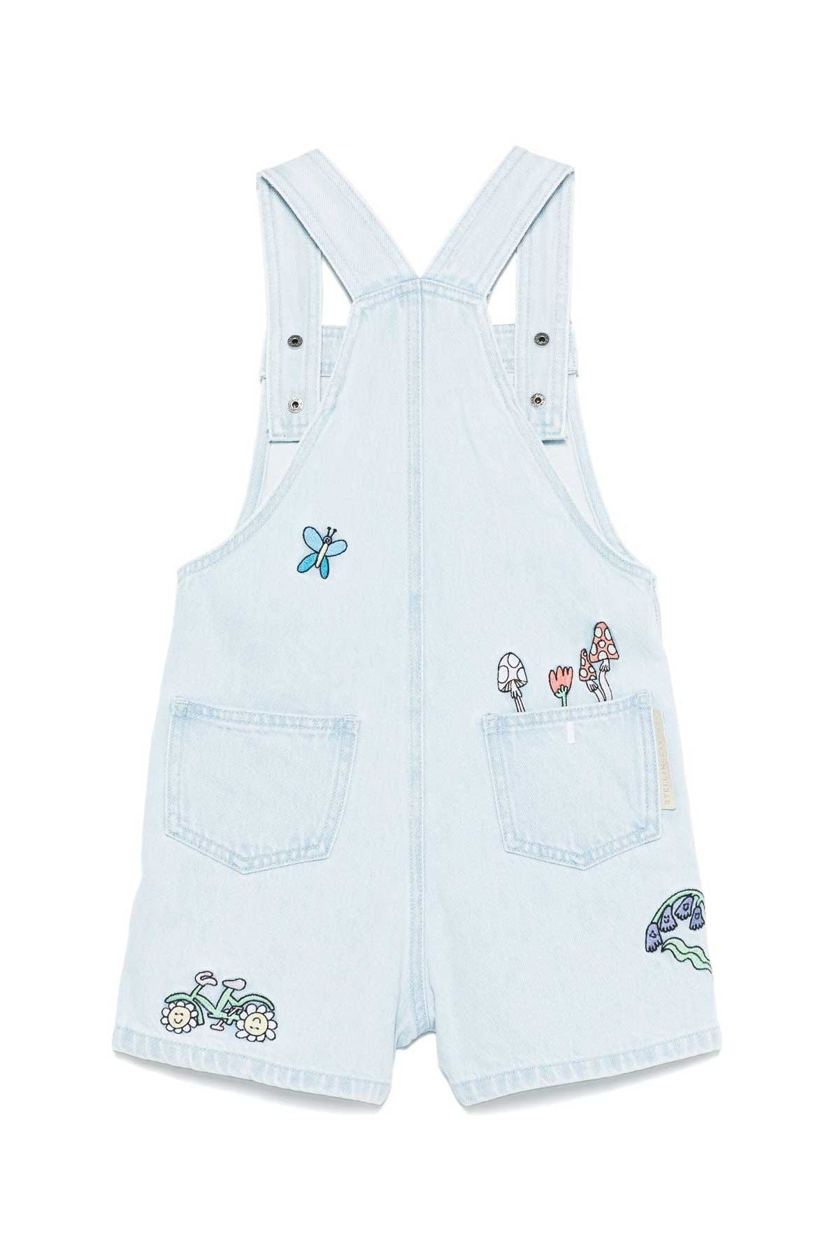 Denim Dungaree With Fairyland Embro - light blue van Stella McCartney | Kids Conceptstore Le Fanfare