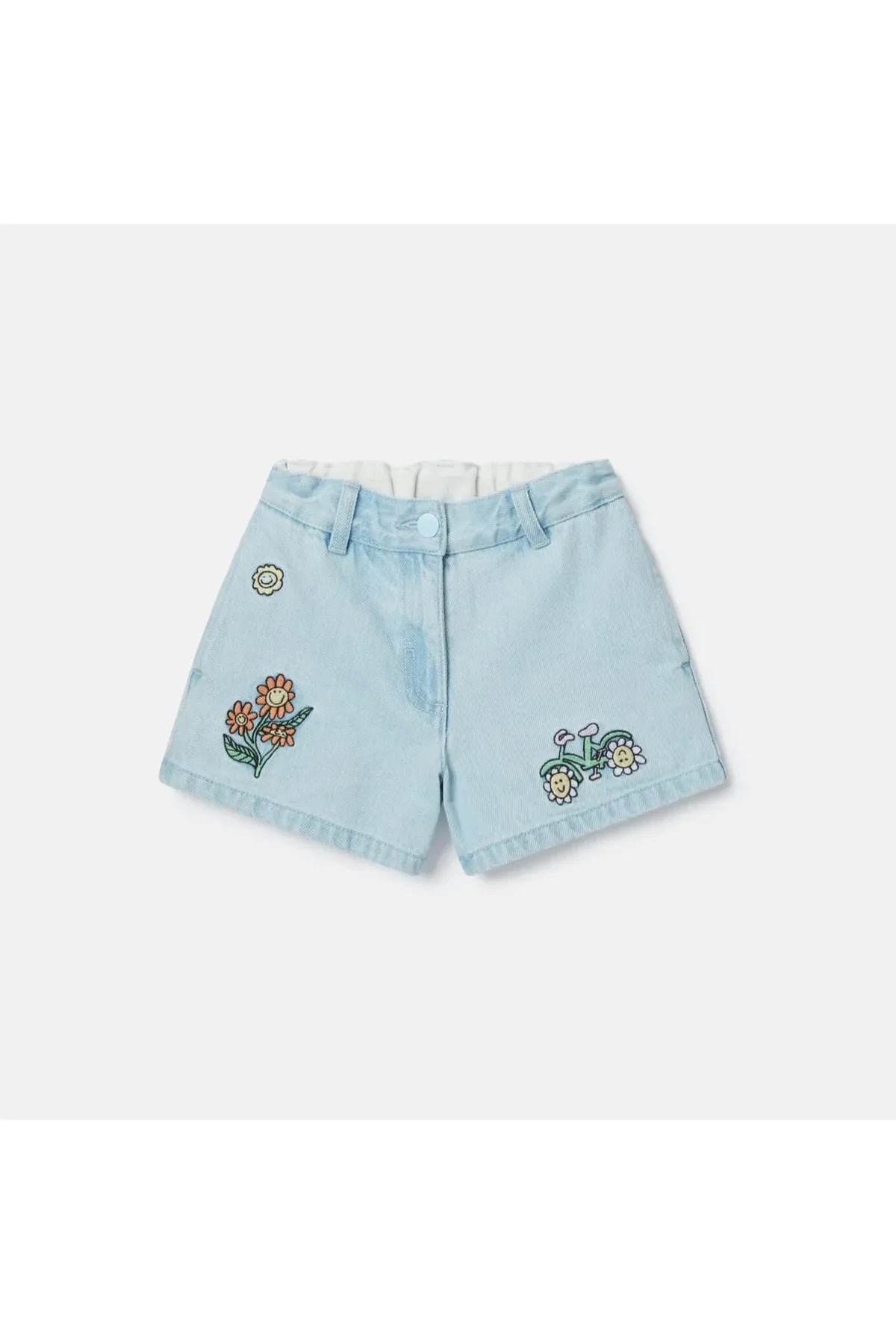 Denim Shorts With Fairyland Embro - light blue van Stella McCartney | Kids Conceptstore Le Fanfare