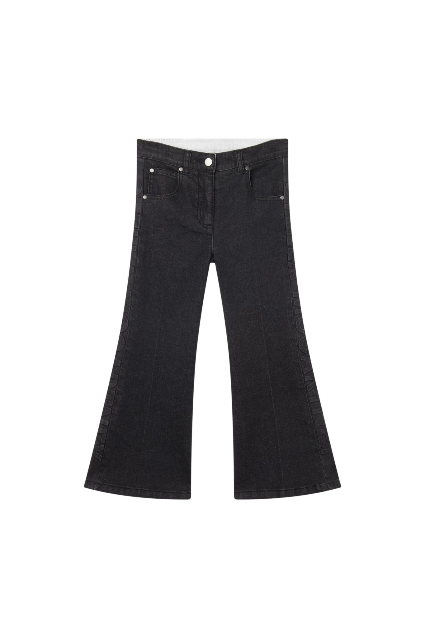 Denim Stretch Trousers With Embossed Logo - black van Stella McCartney | Kids Conceptstore Le Fanfare