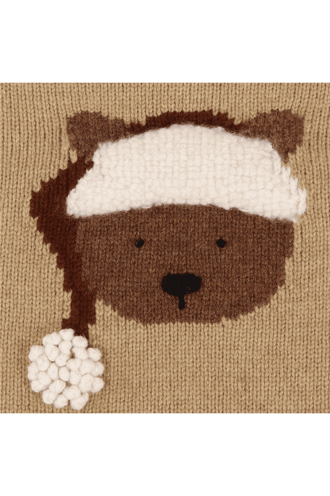 Denn Merino Wool Sweater | Christmas Bear - Latte Melange van Donsje Amsterdam | Kids Conceptstore Le Fanfare