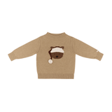 Denn Merino Wool Sweater | Christmas Bear - Latte Melange van Donsje Amsterdam | Kids Conceptstore Le Fanfare