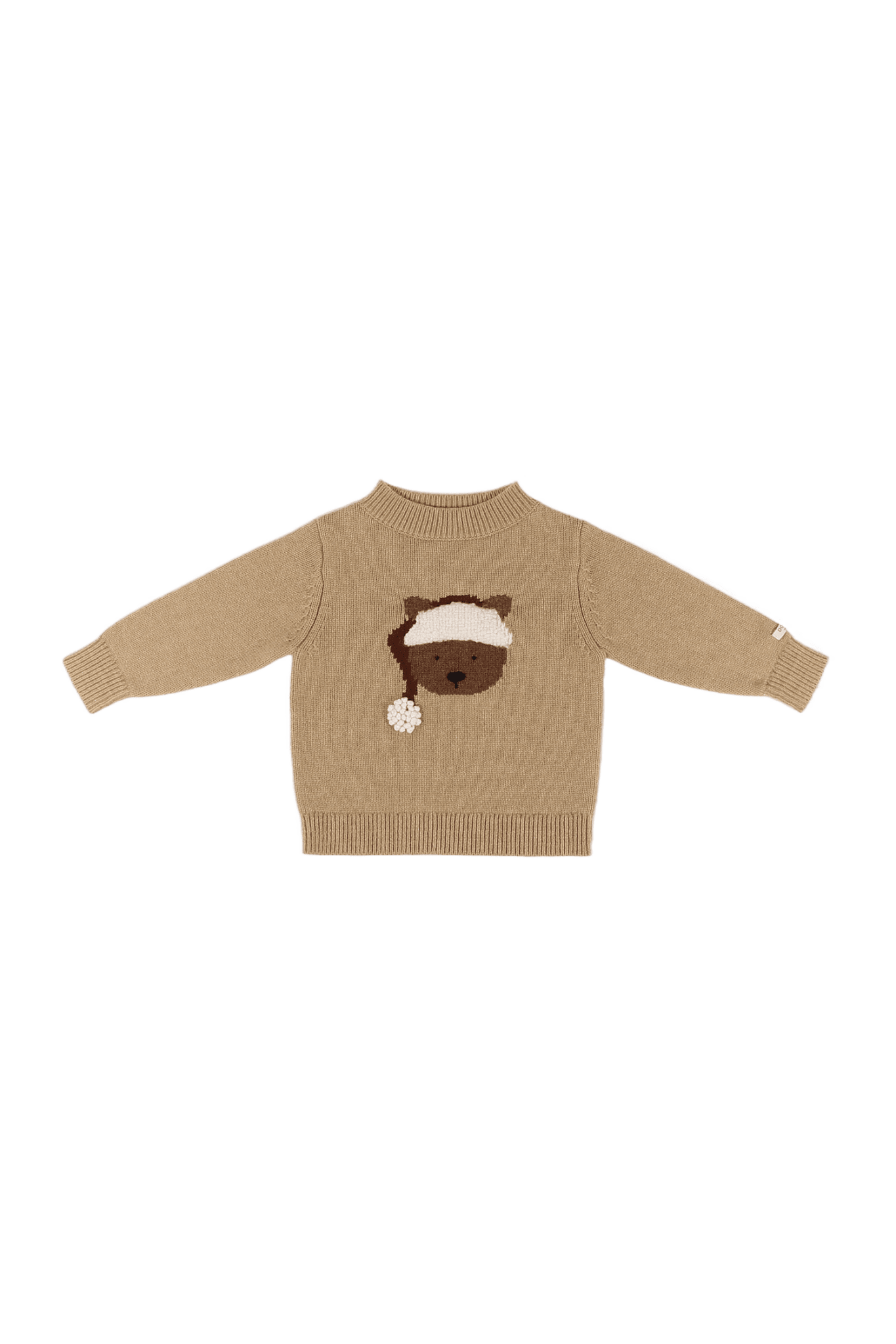 Denn Merino Wool Sweater | Christmas Bear - Latte Melange van Donsje Amsterdam | Kids Conceptstore Le Fanfare