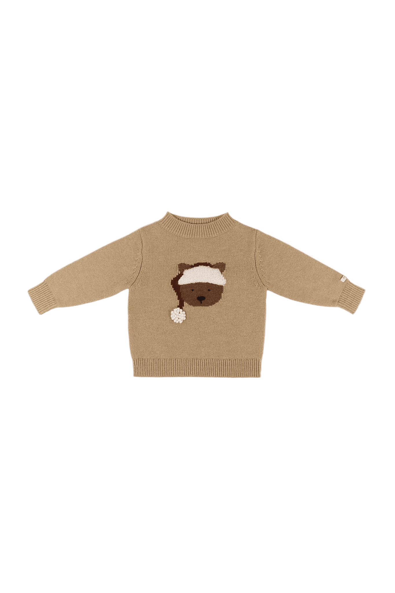 Denn Merino Wool Sweater | Christmas Bear - Latte Melange van Donsje Amsterdam | Kids Conceptstore Le Fanfare