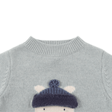 Denn Merino Wool Sweater | Polar Bear - Cloud Blue Melange van Donsje Amsterdam | Kids Conceptstore Le Fanfare
