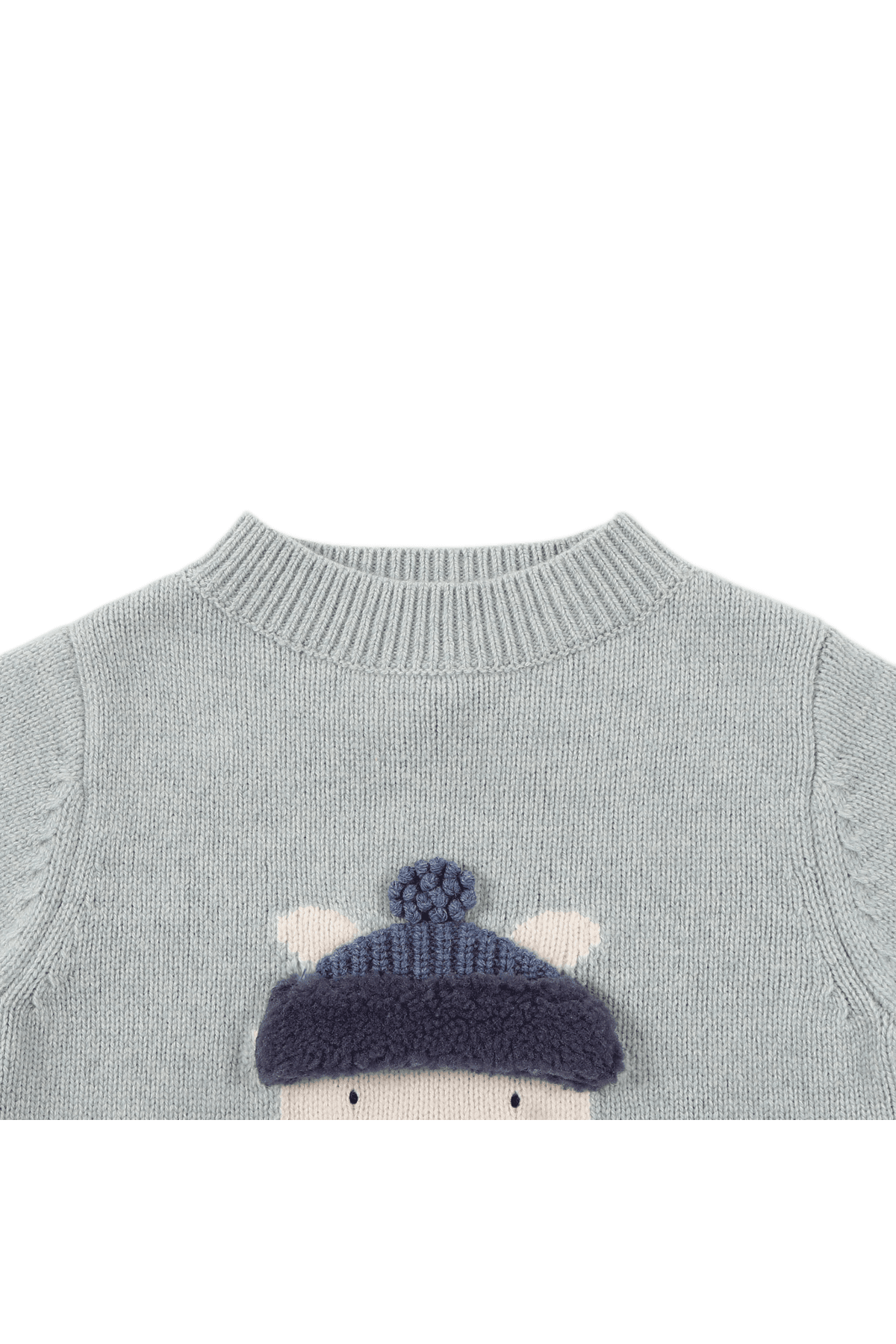 Denn Merino Wool Sweater | Polar Bear - Cloud Blue Melange van Donsje Amsterdam | Kids Conceptstore Le Fanfare