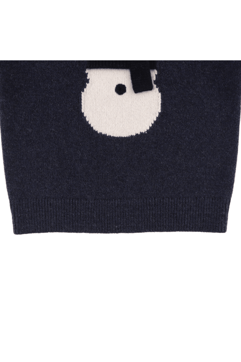 Denn Merino Wool Sweater - Snowman - Blue Marine Melange van Donsje Amsterdam | Kids Conceptstore Le Fanfare