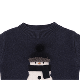 Denn Merino Wool Sweater - Snowman - Blue Marine Melange van Donsje Amsterdam | Kids Conceptstore Le Fanfare