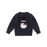 Denn Merino Wool Sweater - Snowman - Blue Marine Melange van Donsje Amsterdam | Kids Conceptstore Le Fanfare